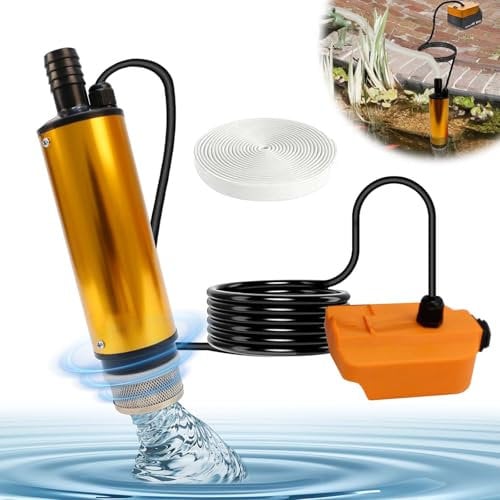 Pompe Sommerse, Pompa Sommersa a Batteria per Makita 18V, Portata Max 1800 L/H, Prevalenza Max 3m, Portatile Pompa Sommersa con Tubo Dell'acqua da 5m per Acque Chiare e Sporca (Batteria non Inclusa)