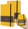 TUNJILOOL A7 Lederjournal - 2er Pack, Dotted/Grid/Blanko, 100GSM, Wasserfest, Gummiband (Gelb)