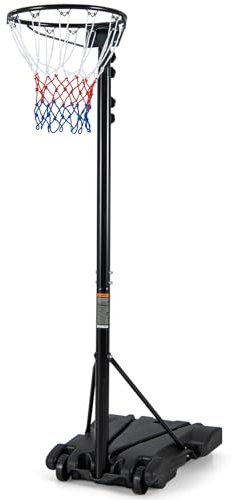 GOPLUS Panier de Basket-Ball Mobile, 3 Hauteurs Réglables avec Base Remplissable, Filet Résistant aux Intempéries, Panier de Basket sans Panneau pour Enfants et Adultes, Jeu Intérieur