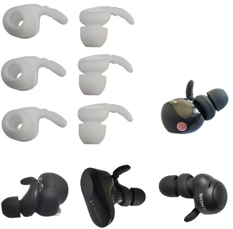 Silicone Ear Hooks for Sony WF-1000XM5 Replacement Ear Tips for WF-1000XM5 WF-1000XM4 WF-1000XM3 Earbuds, White 3 Pairs