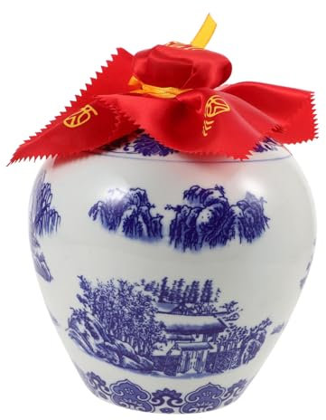 OFFSCH Botella De Vino Azul y Frasco Sellado De Licor Botella De Almacenamiento De Vino Contenedor De Almacenamiento Sellado De Vino Soporte De Vino De Sellado Tarro Chino Cerámica