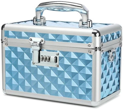 HEWEI WORKS Storage Lock Box with Combination Lock, Lockable Medicine Storage Box, Empty First Aid Box, Security Lockbox, Multipurpose Locking Case for Home and Outdoor Use (Blue, Small)
