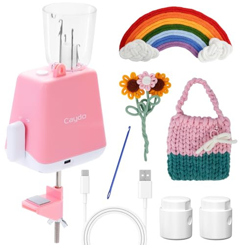Caydo Tricotin Automático, Eléctrico Maquina de Tricotin, Mini Molino de Tejer, Regalo Perfecto DIY Máquina de Ganchillo para Adultos y Niños, Patente