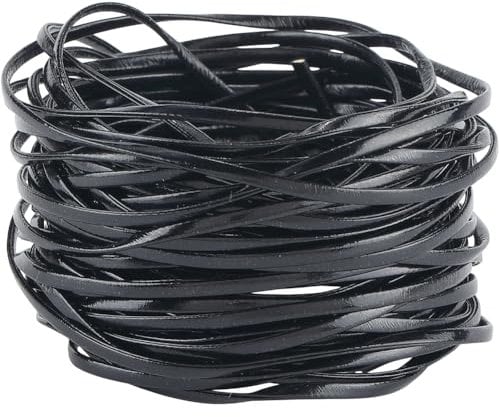 GORGECRAFT 10m Flat Soft Fold Over Leather Strap 3mm Black Double Sided Strip Cord Braiding String PU Leather Trimming Strap for DIY Sewing Crafts Belt Bracelet Jewelry Making Clothing