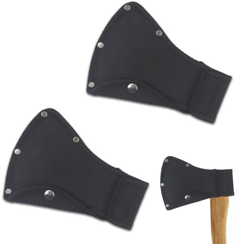 2PCS Leather Axe Sheath, Black Hatchet Sheath for 1-1/4lb Axe, Axe Cover with Double Snap Protector Pouch for Outdoor Hiking and Work