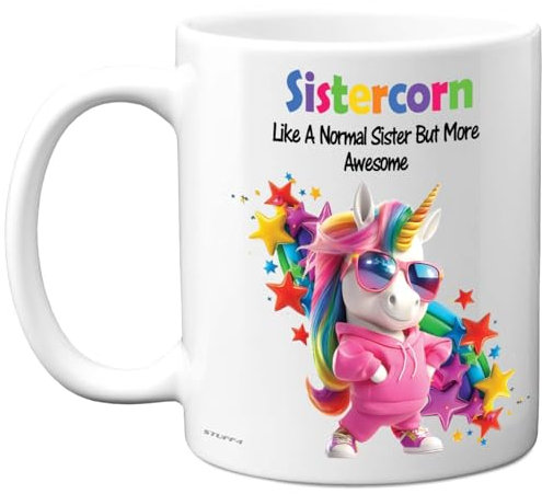 Sister Gifts - Sistercorn Mug - Happy Birthday Gifts for Sister from Brother Sibling, Unicorn Birthday Presents, 11oz Ceramic Dishwasher Safe Premium Mugs