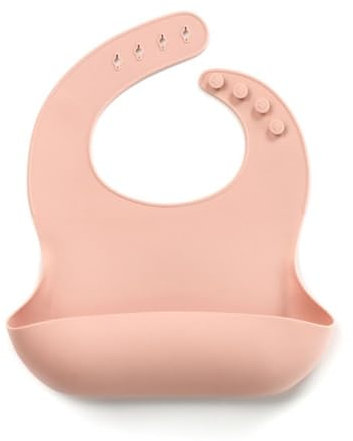 Jané Babero de Silicona, Enrollable, Impermeable, Secado Rápido, 4 Medidas de Ajuste, Libre de BPA, Apto Lavavajillas, Rosa