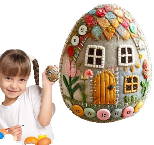 Bastelset für Küken aus Filz – Ostereier-Ornamente zum Arbeiten, Patches | handbestickte Ostereier | Bastelset von Chick House mit Paket und Istruzion