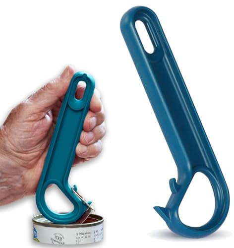 Zugring Dosenöffner - J Förmig Dosenöffner Ring Pull Senioren | Ergonomisch | Rutschfest (Blau)