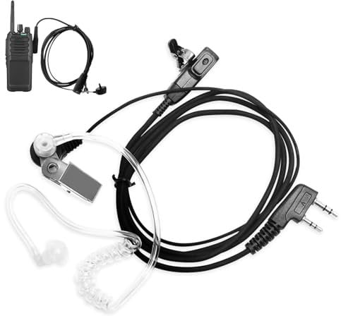 Walkie Talkie Earpiece with Mic, Radio Earpiece 2 Pin, Ear Piece for Radio, Walkie Talkie Headset Suitable for Retevis Baofeng Kenwood 2-pin, Security Ear Piece for Security Guard Accessories