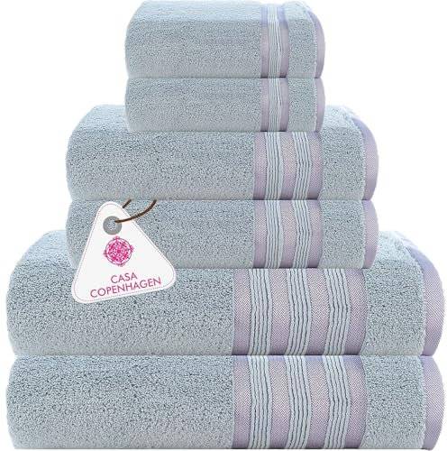 Casa Copenhagen Zero Twist, Ensemble de Serviettes 6 Pièces, 100% Coton, Gris, 600 GSM, 2 Bain, 2 Mains, 2 Gants de Toilette, Serviette de Luxe Ultra Douces pour Salle de Bain