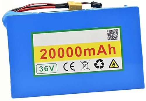 E-Bike Akku 36V 20Ah, 36V 10S2P Ebike Battery Pack, Eingebauter BMS wasserdichter PVC-Akku Mit Ladegerät Rechargeable Li-Ion Battery für 200W 350W 500W 800W Motor 36 V 20 Ah,XT60