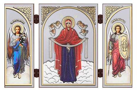 NKlaus Triptychon, Maria Schutz, 13x8x0,6cm, Reisealtar aus Holz, 1 Stück