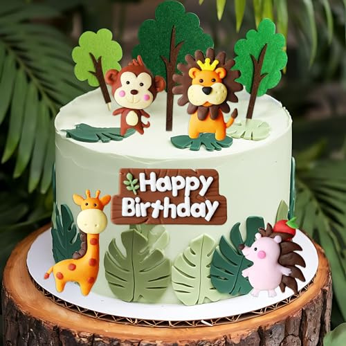 Dschungel Tiere Kuchendekoration Wild Safari Kuchendekoration Partyzubehör | Dschungel Tiere Kuchendekoration Wild One Safari Kuchendekoration Giraffe Löwe Kuchen Dschungel Geburtstag Babyparty
