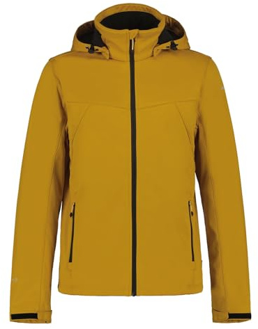 ICEPEAK Herren Softshelljacke Outdoorjacke Kapuzenjacke Funktionsjacke Biggs, Farbe:Gelb, Artikel:-439 Sun, Größe:50