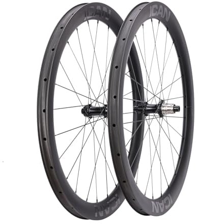 ICAN G27 700C Carbon Gravel Bike Laufradsatz, ultraleicht, 1305 g, 50 mm Aero Tiefe, 27 mm breiter Drahtreifen, schlauchlose kompatible Scheibenbremse