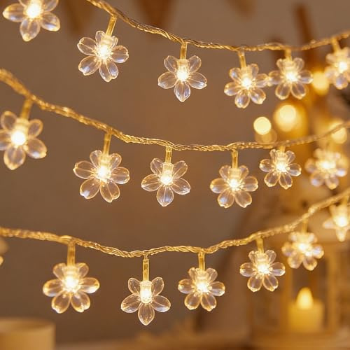 TaimeiMao Guirnalda de Luces de Cerezo, Guirnalda Luces Interior, Cadena de Luces de Flores, Guirnalda Luces Decorativas para Interior, Navidad, Habitación, Bodas, Partido, 3 m, 20 Pilas LED con USB