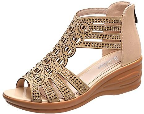 Cocila Sandales Femme Été Confortable Mode Out Zip Outdoor Ladies Up Hollow Shoes Pour Femmes Compensées Chaussure Compensee Plastique Plage Sandale Plates Nu Pieds Larges Et Sensibles