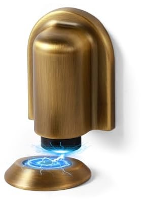 SORWDUERM 1 Pack Antique Bronze Magnetic Door Stopper,Floor Mounted Door Catch,Invisible Doorstop with Adhesive & Screw Fixings Dual Installation,Zinc Alloy