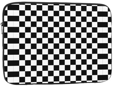 Sac pour ordinateur portable de 17 à carreaux noirs et blancs, pochette de protection intérieure, portable et adapté pour les voyages d'affaires ou les voyages