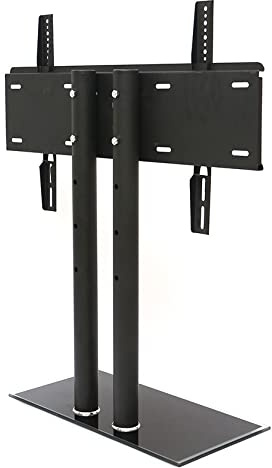 TV Stand Mount with Tempered Glass Base, Height Adjustable, Fits 40-65 Inch TVs, Supports Up to 99lbs