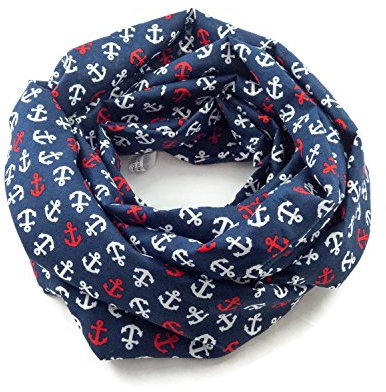 bettina bruder - Loop Schlauchschal Anker blau weiß rot - 100% Baumwolle