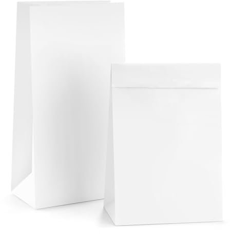 BagDream Paper Lunch Bags #12 7X4.5X13.75 100Pcs Durable Kraft White Paper Bags 100% Recycled Kraft Paper