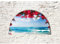 Runa Art Fototapeten 396 x 280 cm Fenster Strand und Meer - Vlies Wanddekoration Wohnzimmer Schlafzimmer - Deutsche Manufaktur - Weiss Blau 9074012b