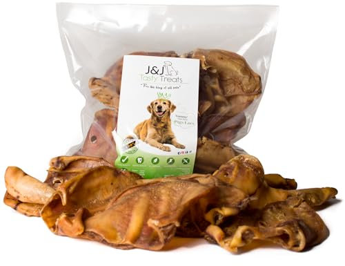 Schweineohren für Hunde Qualität Groß 16 Stück Höchster Wohlfahrtsgrad Natürlicher getrockneter Snack Ganzes Schweineohr Kauen Gesunde Leckereien von J&J Tasty Treats