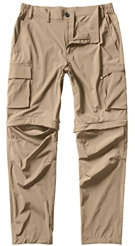 Gash Hao Mens Hiking Convertible Pants Outdoor Waterproof Quick Dry Zip Off Lightweight Fishing Pants（Khaki 32X32）