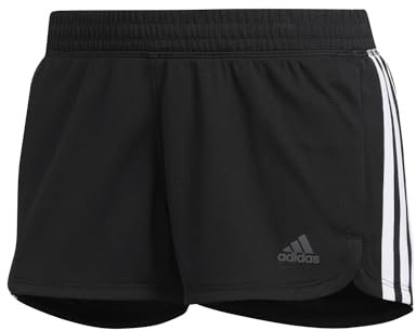 adidas Womens Pacer 3-Stripes Knit Shorts, Black/White, M