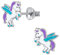 Laimons Mädchen Kinder-Ohrstecker Ohrringe Kinderschmuck Einhorn Stecker Unicorn Pegasus 8mm Tuerkis, Lila und Weiß mit Glitzer Sterling Silber 925