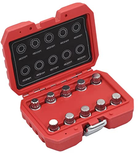 vidaXL 10 Piece Locking Wheel Nut Key Set Removal Key Release Tool Wheel Bolt Stored in a Plastic Case Highly Safe Superior Quality