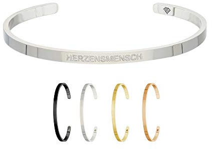 Max Palmer | Armband/Armreif mit Spruch - Gravur HERZENSMENSCH [01.] - Silber