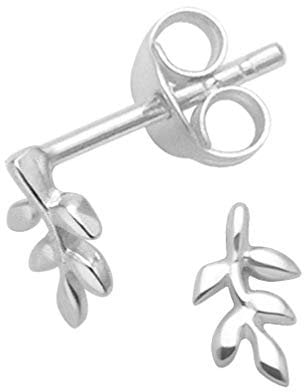 Heather Needham Sterling Silver Leaf Earrings - TINY Teeny Leaf stud Earrings - SIZE: 6mm x 4mm. Gift boxed. Discreet - perfect for work or school 5241