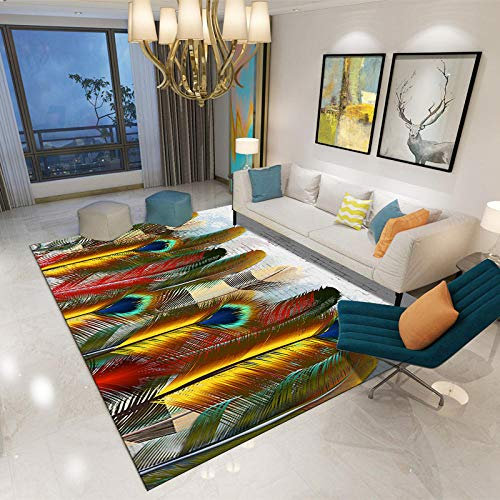 YQZS Teppich Schlafzimmer Teppich Orientteppich Helle Farbfeder Geeignet Für Fußbodenheizung,200X300Cm(79X118Inch)