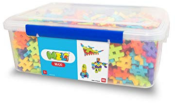 Meli Konstruktionsbausteine Maxi EDU 800 | Steckbausteine für Kinder ab 1 Jahr | 800 große Teile in 6 Farben | Fördert Motorik & Kreativität | Mit praktischer Aufbewahrungsbox