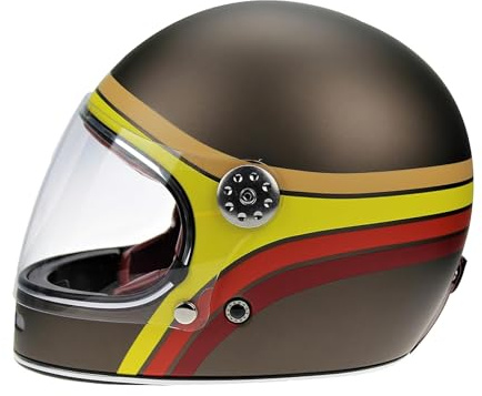 ViPER F656 Full Face Motorcycle Motorbike Helmet ECE 22.06 Approved Vintage Motorbike Helmets for Adult Men and Women Touring Urban Bike Safety Wear Full Face Helmet (Rust Stripe Graphic Matt,L)
