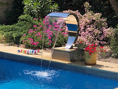 Cascade INOX Fontaine Piscine Bassin Modèle Cobra Hauteur 80cm