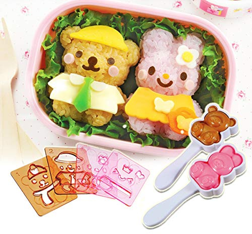 Rice Mold Cartoon Bear Rabbit Bento Maker Mould Seaweed Nori Expression Cutter Bento Accessories DIY Kitchen Tools for Baby Kids Meal