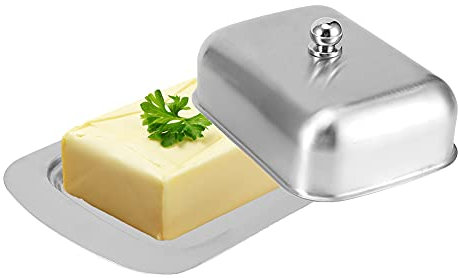 Home Butter Dish,Butter Dish with Lid,Butter Keeper Stainless Steel Fridge Butter Container 7.3 x 4.8 x 2.8 inch Insulated Butter Holder Airtight Cheese Dish Butter Plate, Dishwasher Safe