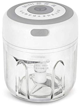 Mini Electric Garlic Chopper,Portable Ginger Grinder Powerful Chili Crusher Rechargeable Food Processor Multi-Function Vegetable Cutter Blender Mixer to Chop Meat Nut Fruit Walnut Peanut (White-250ML)