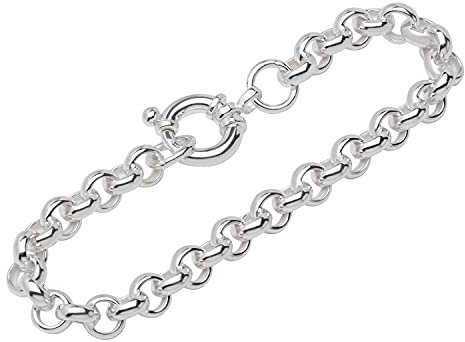 NKlaus Armband 925 Sterling Silber 21cm Erbskette hohl rund Damen Armbandkette exquisit 12088
