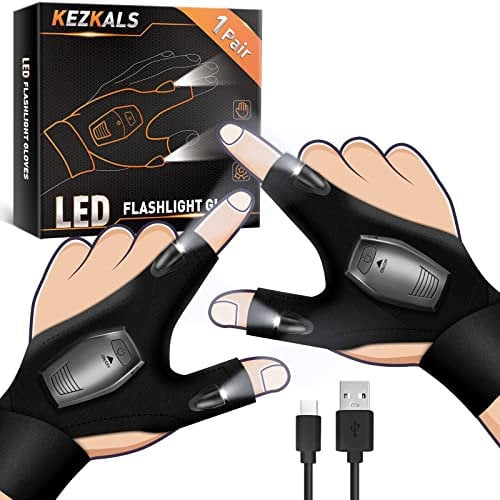 KEZKALS Geschenke für Männer, Angelzubehör LED Angeln Handschuhe Männergeschenke, Geburtstagsgeschenk Gadgets für Männer, Handschuhe mit LED Licht, Adventskalender Füllung Männer Weihnachten