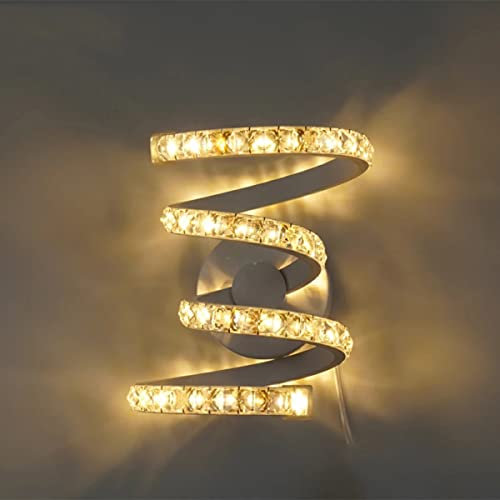 Wandleuchte Innen LED, Spiral Wandlampe Kristall Aussehen 14W Weiß Wandbeleuchtung Warmweiß Schlafzimmer Nachttischlampe Aluminium Wohnzimmer Beleuchtung Deko Licht Für Hotel Flur Esszimmer