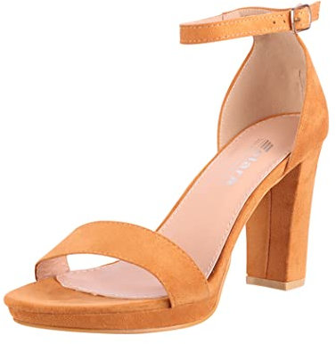 Elara Damen Pumps High Heels Chunkyrayan WW100 Camel-37