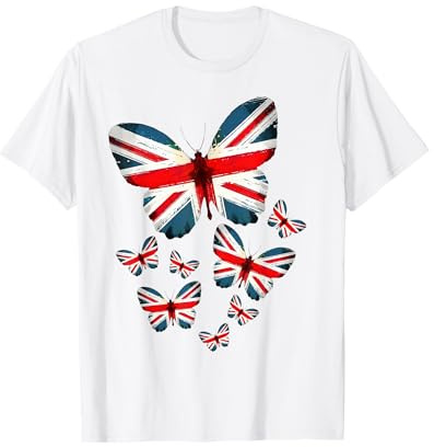 Union Jack Flag Butterfly For Kids & UK British Expats T-Shirt