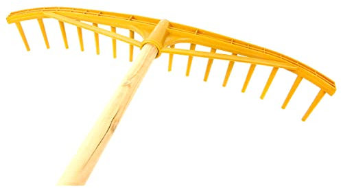 Plastic Garden Rake for Hay, Leaves, Lawn, 63 cm / 25 in with 18 Tines, Ideal Gardening Tool with Handle