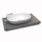 Aufsatzwaschbecken aus Mineralguss Solid Stone – Edle grau/weiße Optik, ovale Form, 54 x 34 x 12 cm – Glatte Oberfläche Waschbecken– Waschtisch mit Ablaufgarnitur