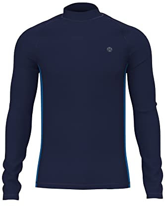 Mens Long-Sleeve Rash Vest - Adults UPF Breathable Active Beach Sports Swim Tee Male Quickdrying Surfing Shirt Water Sport Wet Top Dark Blue XXXL